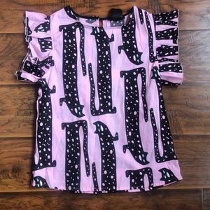 NWOT- Nooworks Cutie pink long cats flutter sleeve top.